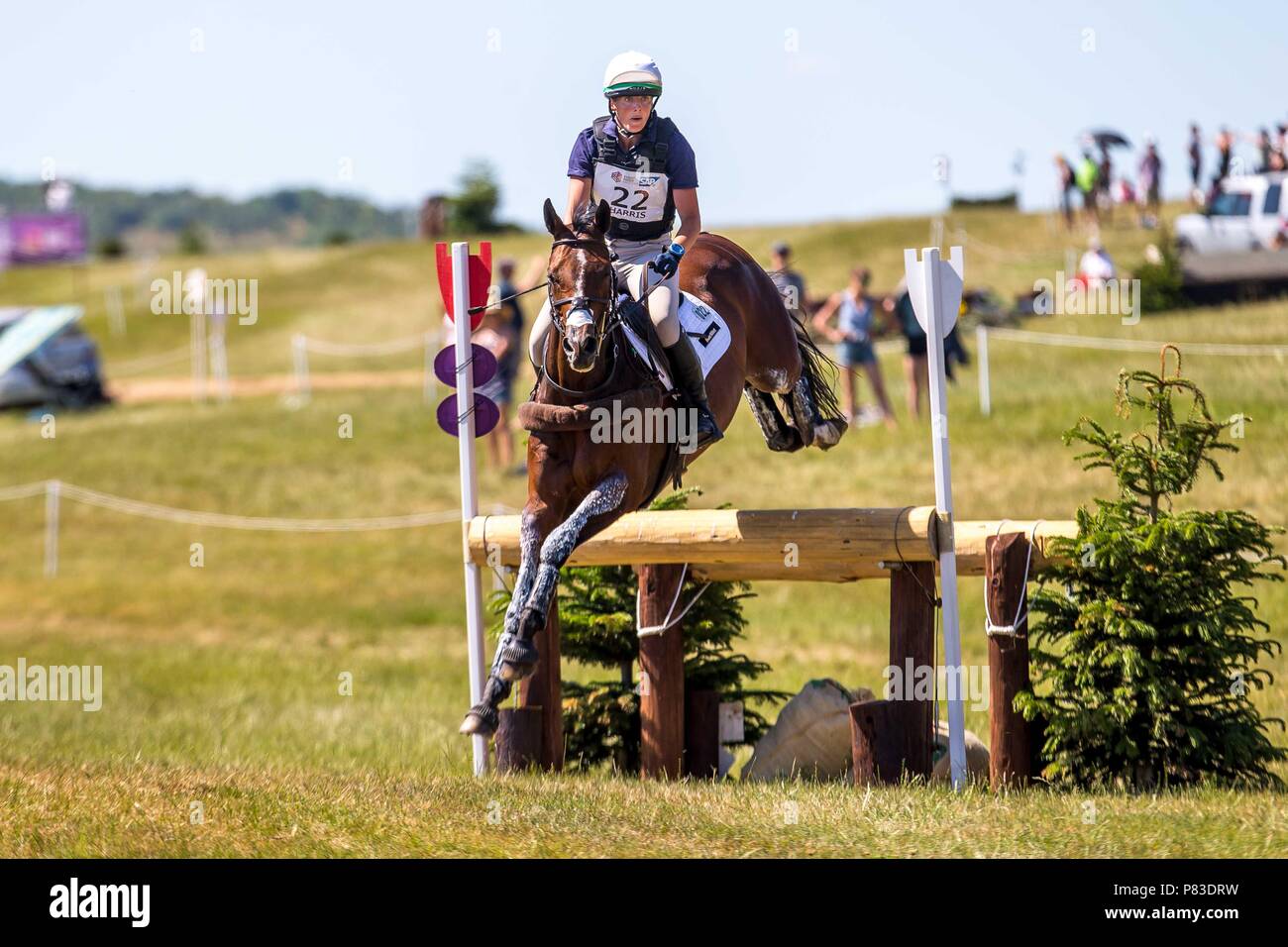 Wiltshire, UK. 8th July, 2018. 4th Place. Flora Harris riding Bayano. GBR.Day 4. CIC***. Event Rider Masters. Section A. Cross Country. Day 4. St James Barbury Horse Trials. Wroughton. Wilstshire. UK. 08/07/2018. Credit: Sport In Pictures/Alamy Live News Stock Photo