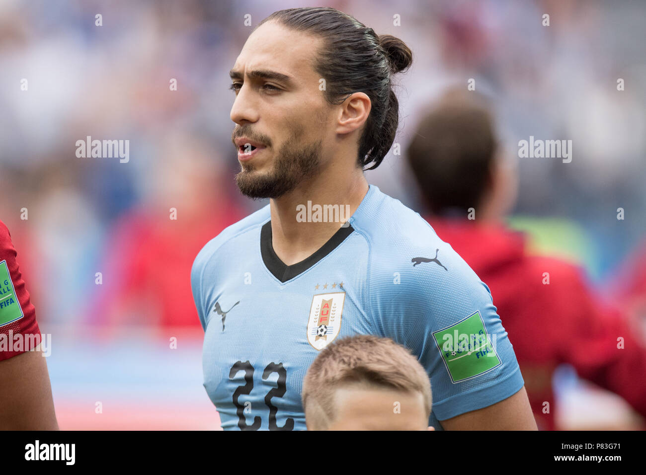 Martin CACERES (URU) during the presentation, presentation, line-up, before the start of the match, ceremony, line up, half-length portrait, Uruguay (URU) - France (FRA) 0-2, quarter-final, match 57, on 06.07.2018 in Nizhny Novgorod; Football World Cup 2018 in Russia from 14.06. - 15.07.2018. | usage worldwide Stock Photo