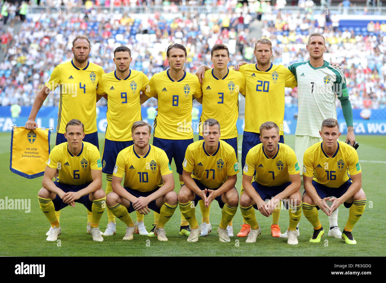Samara Russia 7th July 18 Sweden Team Group Line Up Swe Football Soccer Fifa World Cup Russia 18 Quarter Finals Match Between Sweden 0 2 England At Samara Arena In Samara Russia Credit Aflo Alamy
