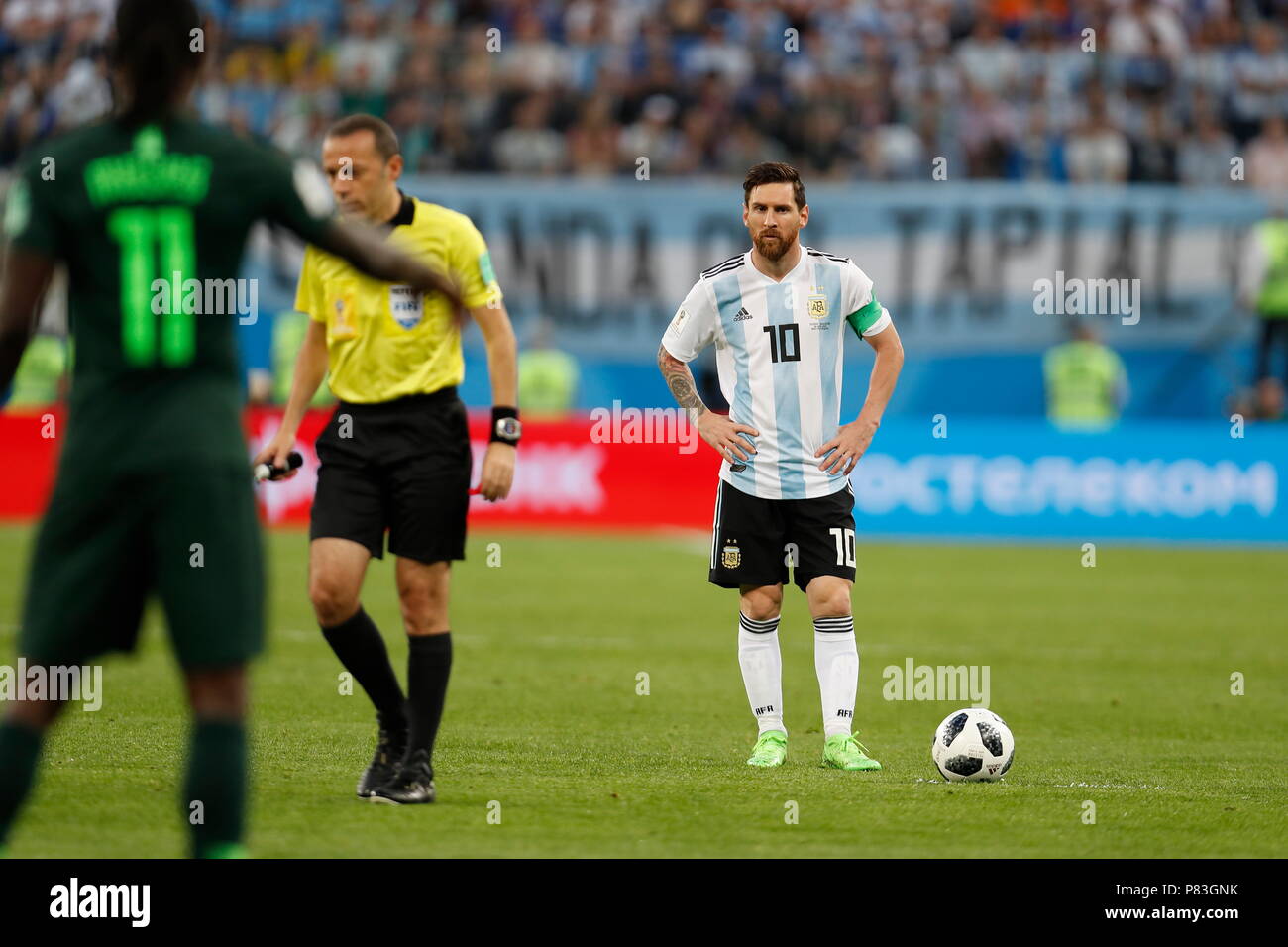 Saint Petersburg, Russia. 26th June, 2018. Lionel Messi (ARG) Football/Soccer : FIFA World Cup Russia 2018 match between Nigeria 1-2 Argentina at the Saint Petersburg Stadium in Saint Petersburg, Russia . Credit: Mutsu KAWAMORI/AFLO/Alamy Live News Stock Photo