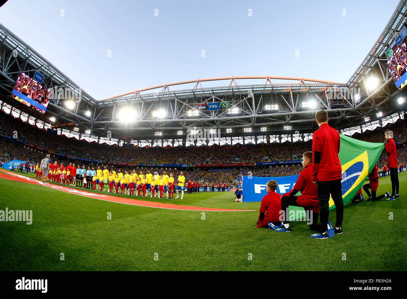 Moscow, Russia. 27th June, 2018. Serbia and Brazil two team group line-up Football/Soccer : FIFA World Cup Russia 2018 match between Serbia 0-2 Brazil at the Spartak Stadium in Moscow, Russia . Credit: Mutsu KAWAMORI/AFLO/Alamy Live News Stock Photo
