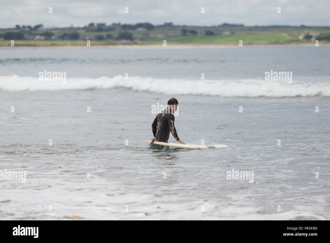 Strandhill, Sligo, Ireland. 8th July, 2018. Surfers enjoying the great weather and Atlantic waves surfing in Strandhill in county Sligo - one of the best places in Europe to surf. Credit: Michael Grubka/Alamy Live News Stock Photo