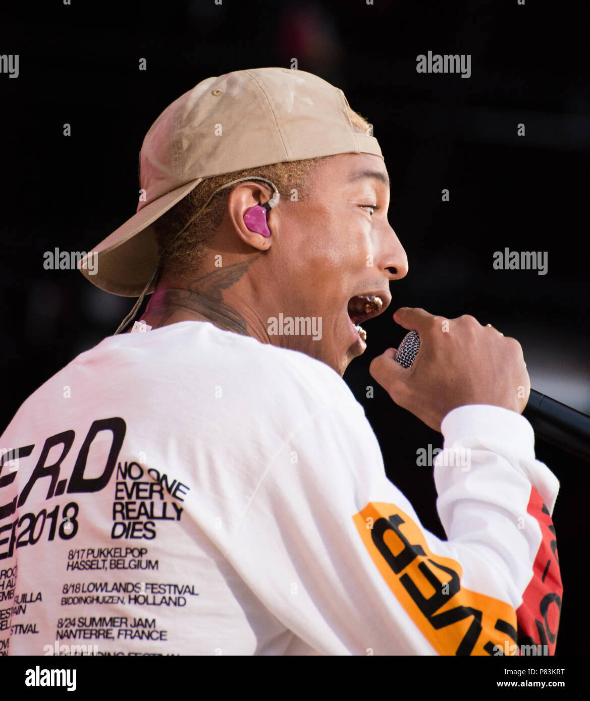 Turku, Finland. 8th July 2018. US Hip-Hop/Rock Band N.E.R.D performing at Ruisrock Open Air Festival. Credit: Stefan Crämer/Alamy Live News Stock Photo