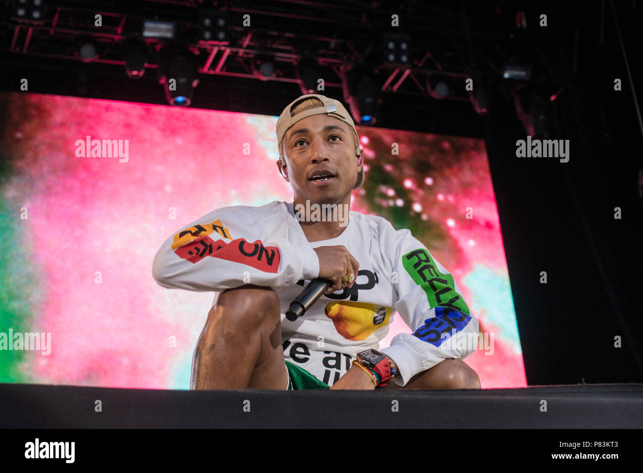 Turku, Finland. 8th July 2018. US Hip-Hop/Rock Band N.E.R.D performing at Ruisrock Open Air Festival. Credit: Stefan Crämer/Alamy Live News Stock Photo