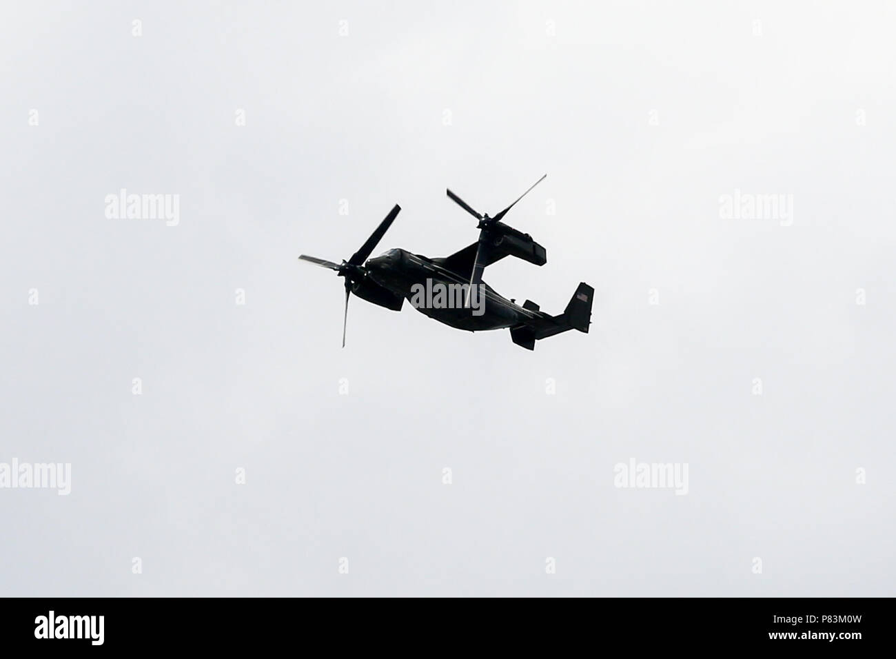 North London. UK 9 July 2018 - US Bell Boeing V-22 Osprey an American multi-mission, tiltrotor military aircrafts over North London in advance of US President Donald Trump's visit to London later this week.  Credit: Dinendra Haria/Alamy Live News Stock Photo