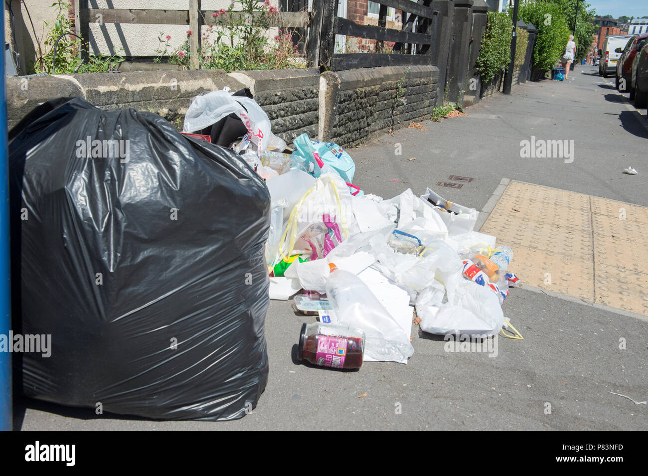 Rubbish left on the streets around Sheffields Highfields district in
