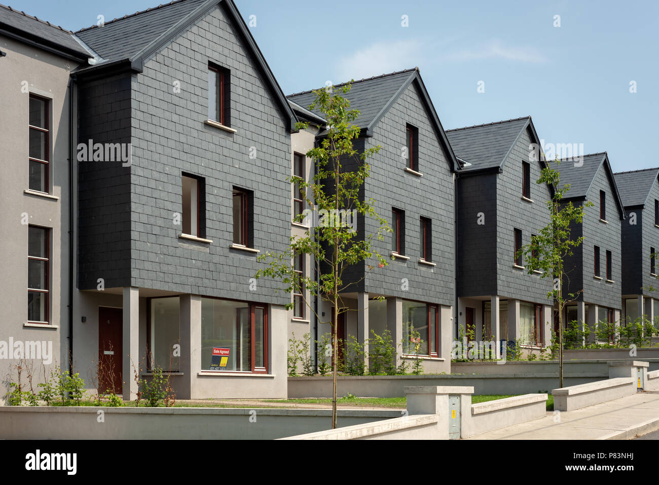 Housing construction Ireland. New development terraced houses in Kinsale, County Cork, Ireland