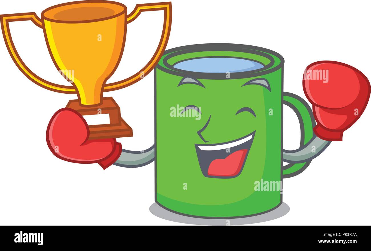 Boxing winner mug mascot cartoon style Stock Vector