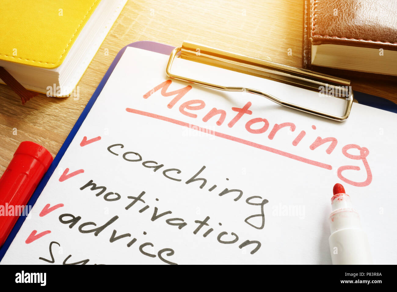 Mentoring. List of skills for mentor. Stock Photo