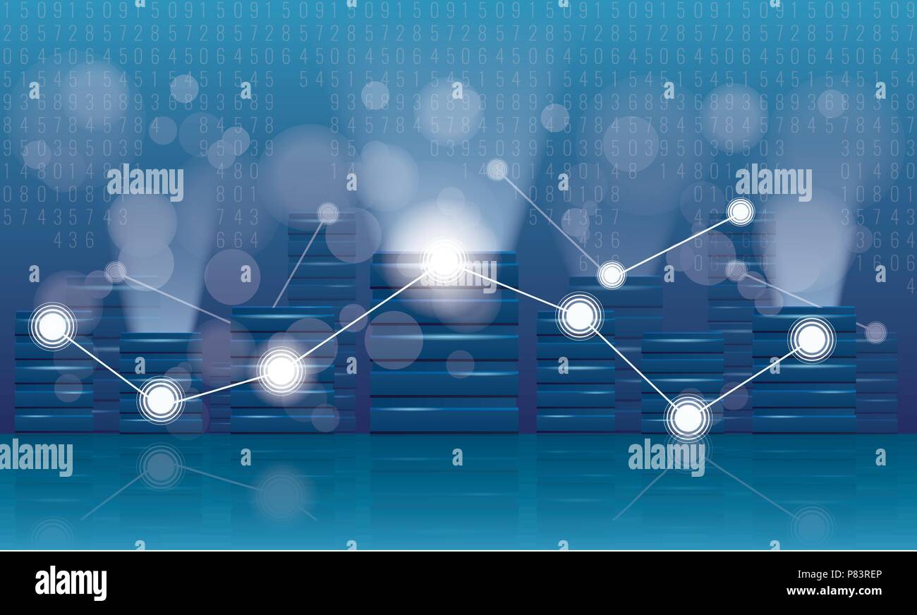 Vectro Cryptocurrency and blockchain composition with network servers connections. Stock Vector