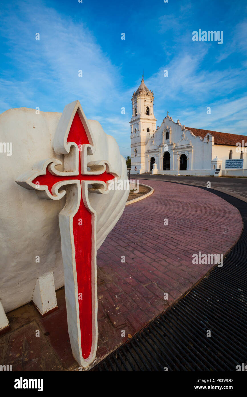 The beautiful catholic church in the Nata village, Cocle province, Republic of Panama. Stock Photo