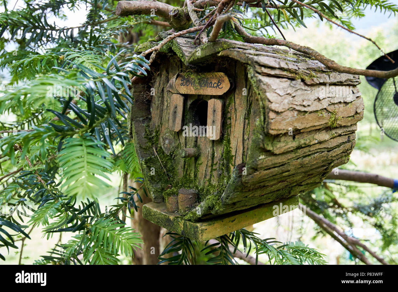 ornate bought bird house birdbox england uk Stock Photo