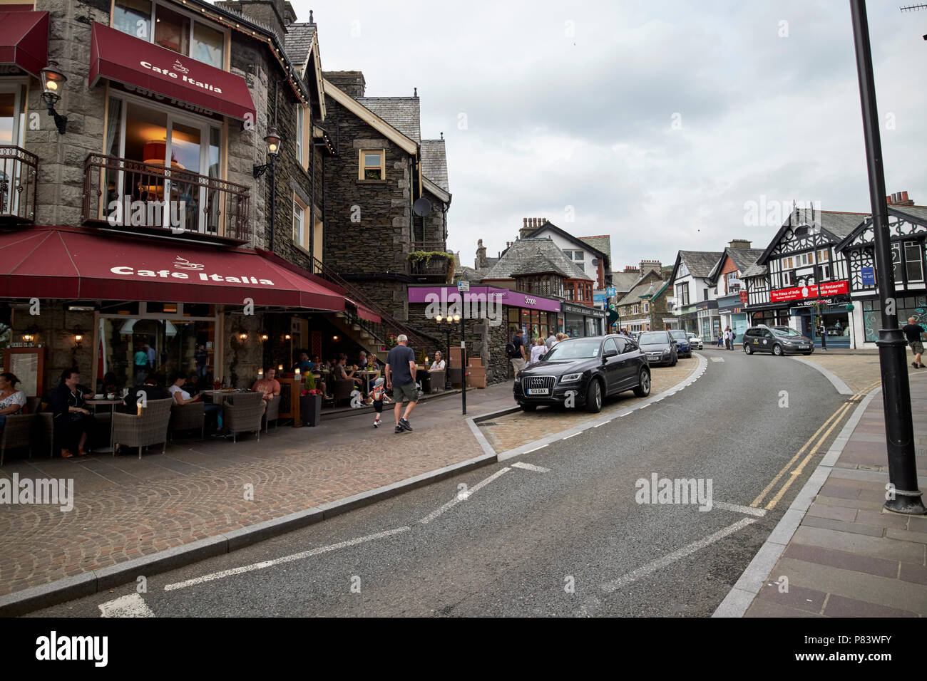 crescent road in the town centre of windermere lake district cumbria england uk Stock Photo