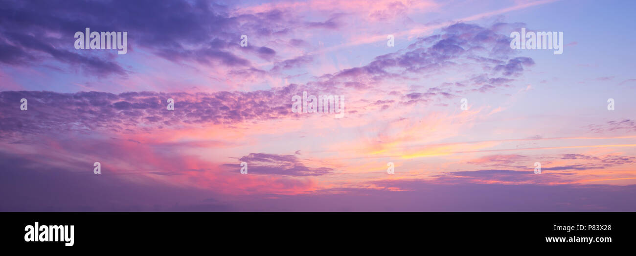 Beautiful pink and purple sky with clouds hires stock photography and