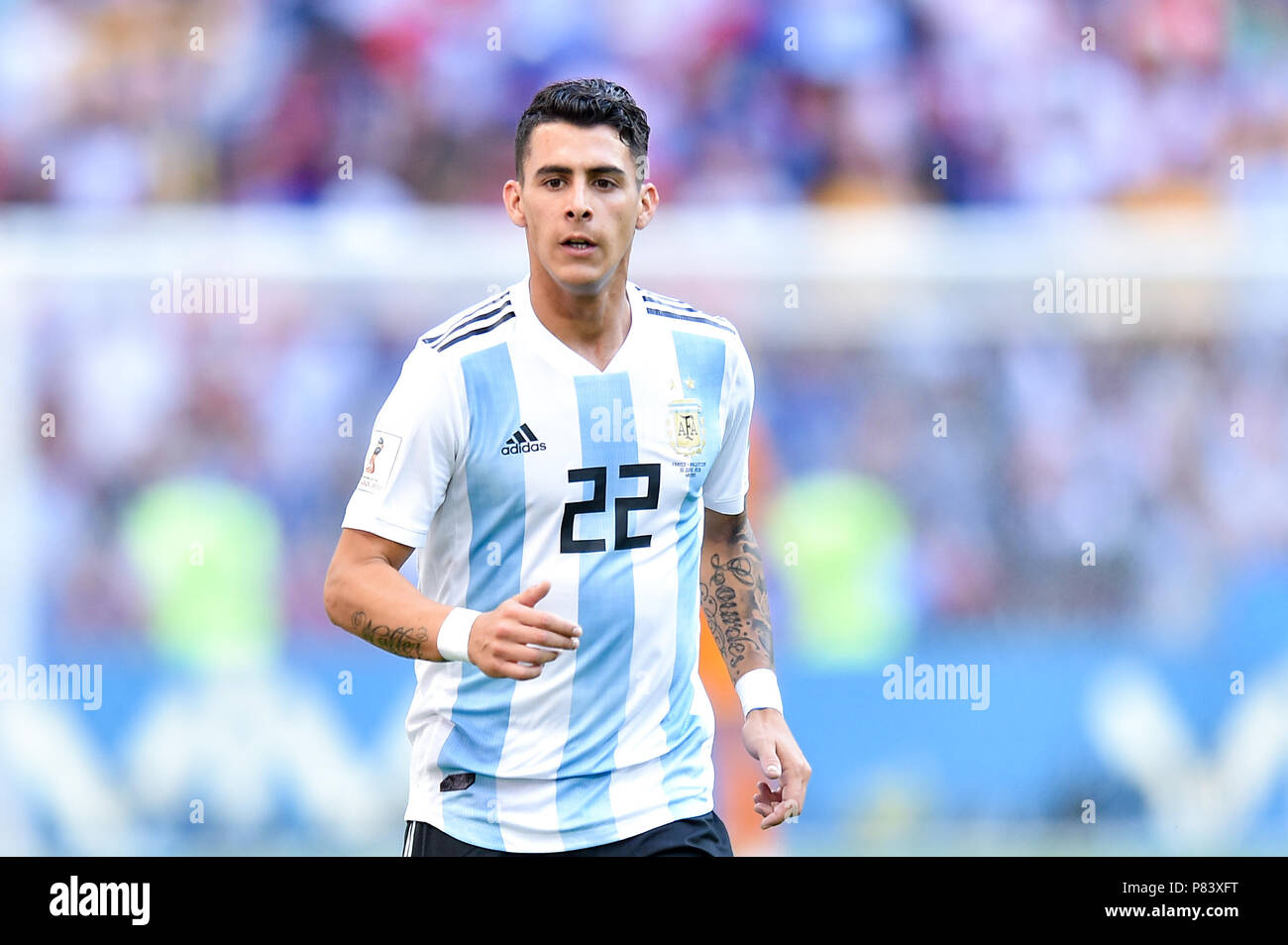 Cristian Pavon of Argentina looks on during the 2018 FIFA World Cup Russia Round of 16 match between France and Argentina at Kazan Arena on June 30, 2018 in Kazan, Russia. (Photo by Lukasz Laskowski/PressFocus/MB Media) Stock Photo