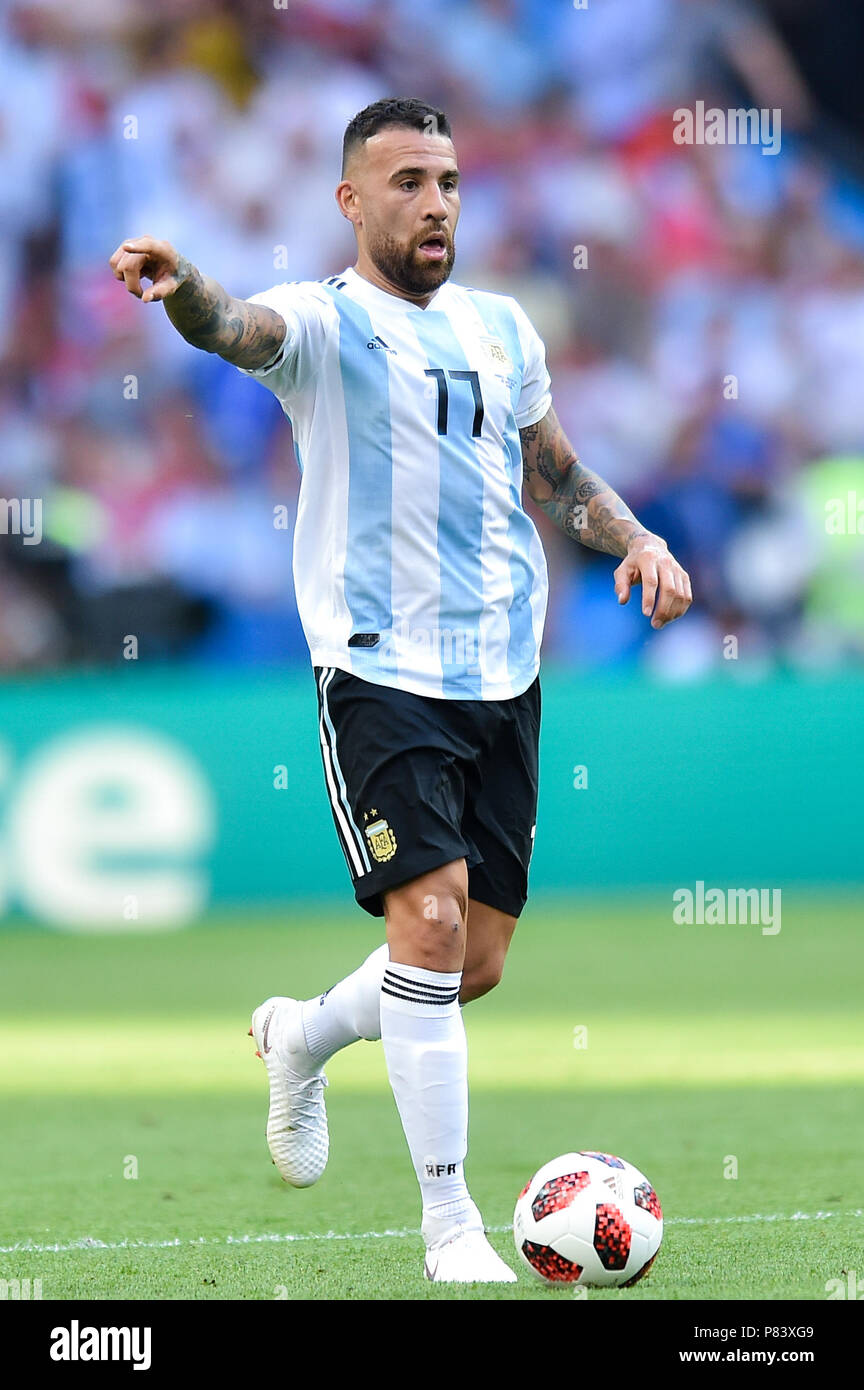 Nicolas Otamendi of Argentina  during the 2018 FIFA World Cup Russia Round of 16 match between France and Argentina at Kazan Arena on June 30, 2018 in Kazan, Russia. (Photo by Lukasz Laskowski/PressFocus/MB Media) Stock Photo