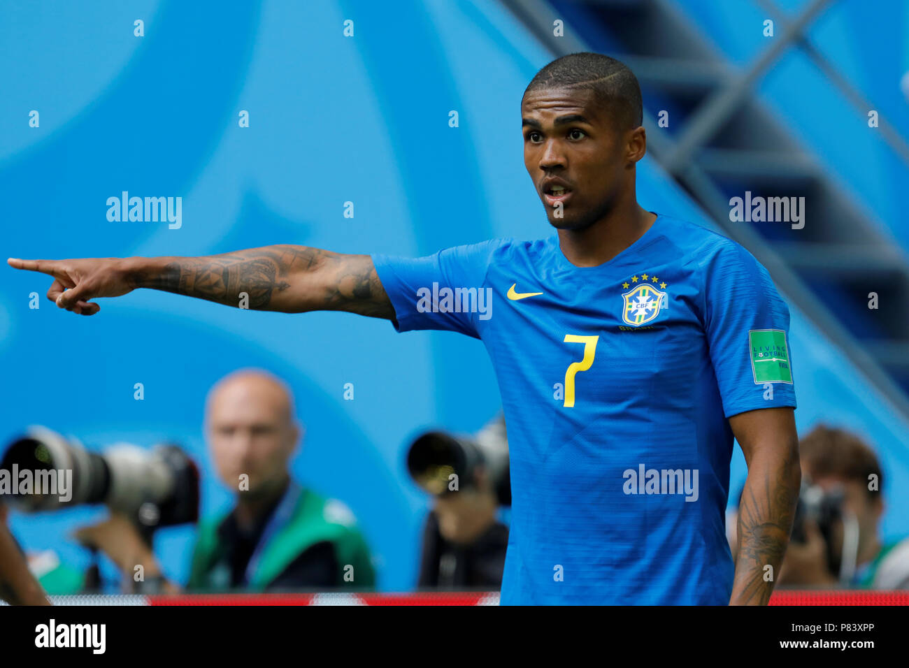SAINT PETERSBURG, RUSSIA - JUNE 22: Douglas Costa of Brazil national team gestures during the 2018 FIFA World Cup Russia group E match between Brazil and Costa Rica at Saint Petersburg Stadium on June 22, 2018 in Saint Petersburg, Russia. Stock Photo