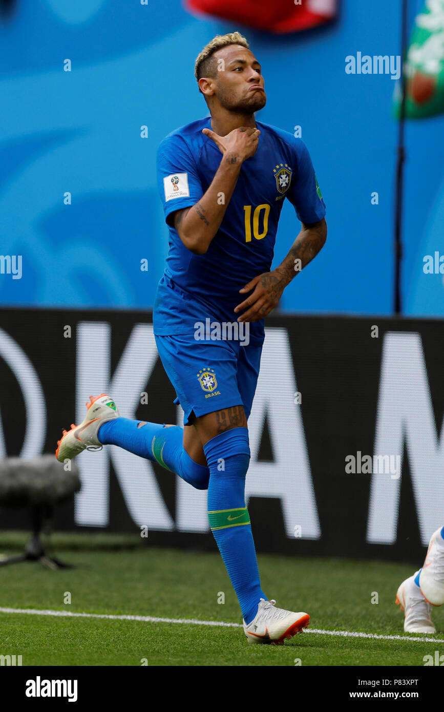 SAINT PETERSBURG, RUSSIA - JUNE 22: Neymar of Brazil national team celebrates his goal during the 2018 FIFA World Cup Russia group E match between Brazil and Costa Rica at Saint Petersburg Stadium on June 22, 2018 in Saint Petersburg, Russia. Stock Photo