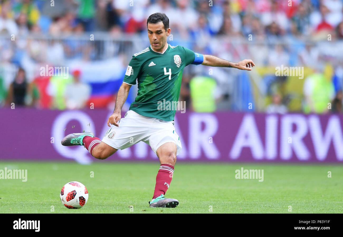 SAMARA, RUSSIA - JULY 02: Rafael Marquez of Mexico in action during the 2018 FIFA World Cup Russia Round of 16 match between Brazil and Mexico at Samara Arena on July 2, 2018 in Samara, Russia. (Photo by Lukasz Laskowski/PressFocus/MB Media) Stock Photo