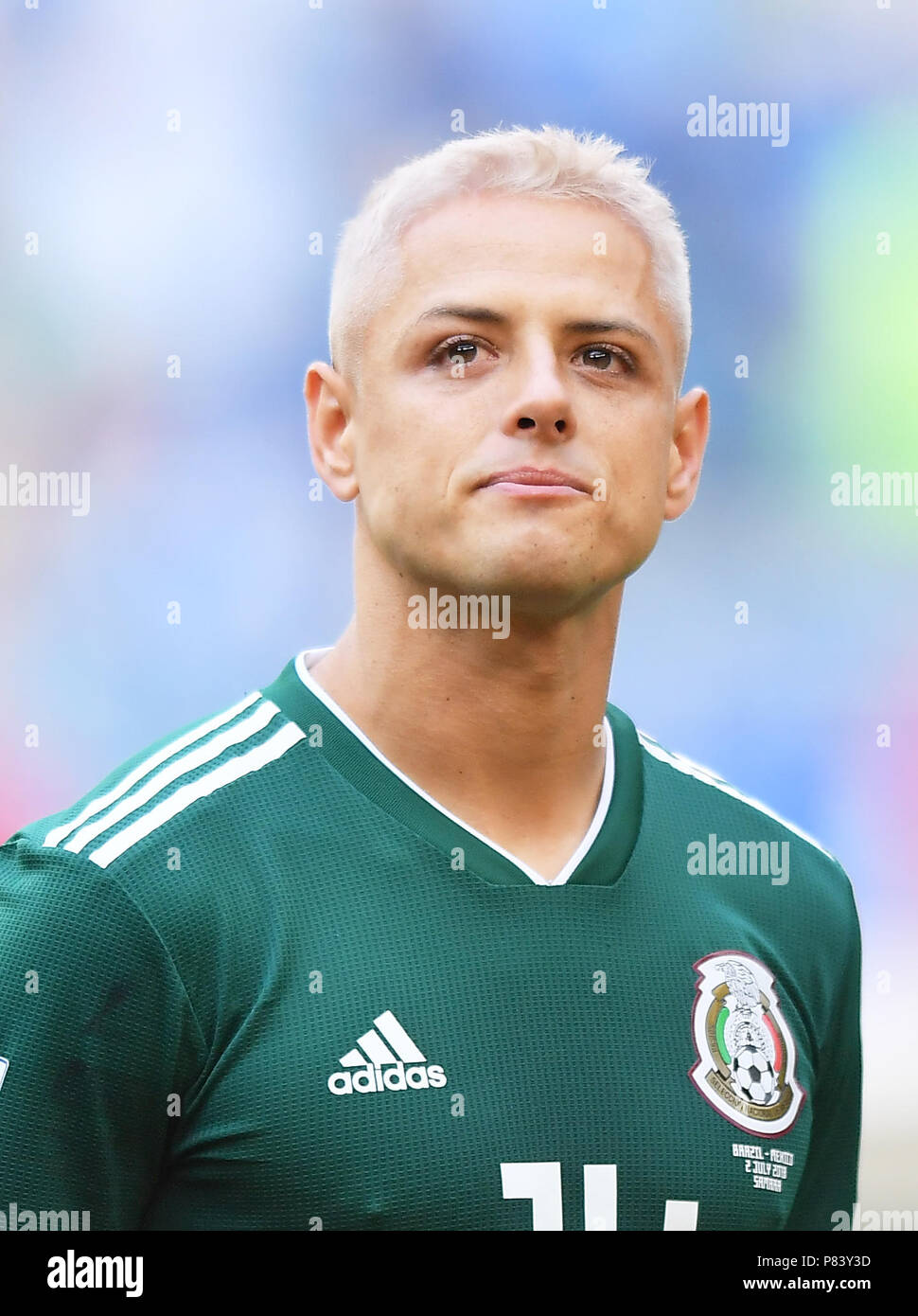 SAMARA, RUSSIA - JULY 02: Javier Hernandez of Mexico during the 2018 FIFA World Cup Russia Round of 16 match between Brazil and Mexico at Samara Arena on July 2, 2018 in Samara, Russia. (Photo by Lukasz Laskowski/PressFocus/MB Media) Stock Photo