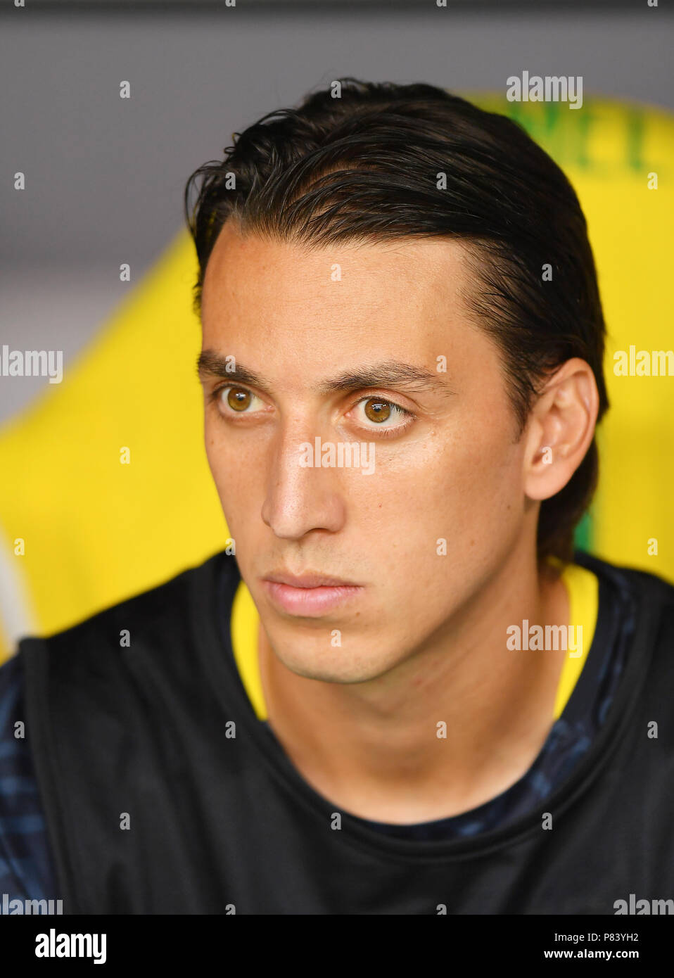 SAMARA, RUSSIA - JULY 02: Pedro Geromel of Brazil during the 2018 FIFA World Cup Russia Round of 16 match between Brazil and Mexico at Samara Arena on July 2, 2018 in Samara, Russia. (Photo by Lukasz Laskowski/PressFocus/MB Media) Stock Photo