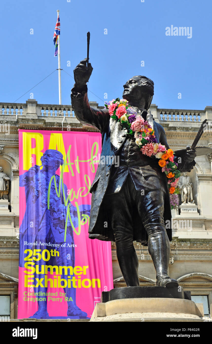 Royal Academy Summer Exhibition 2018, Burlington House, London, England, UK. Statue: Sir Joshua Reynolds Stock Photo