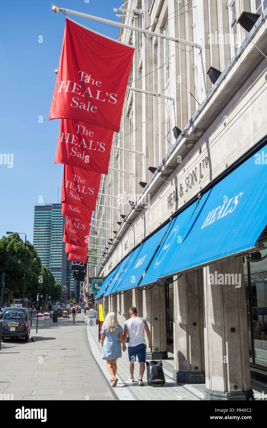 The Heal's Sale at the famous department Store on Tottenham Court Road, London, UK Stock Photo