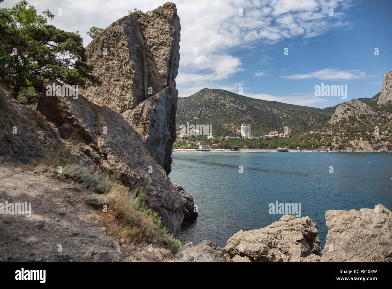 Sunny beach. Sudak. Crimea. Russia Stock Photo
