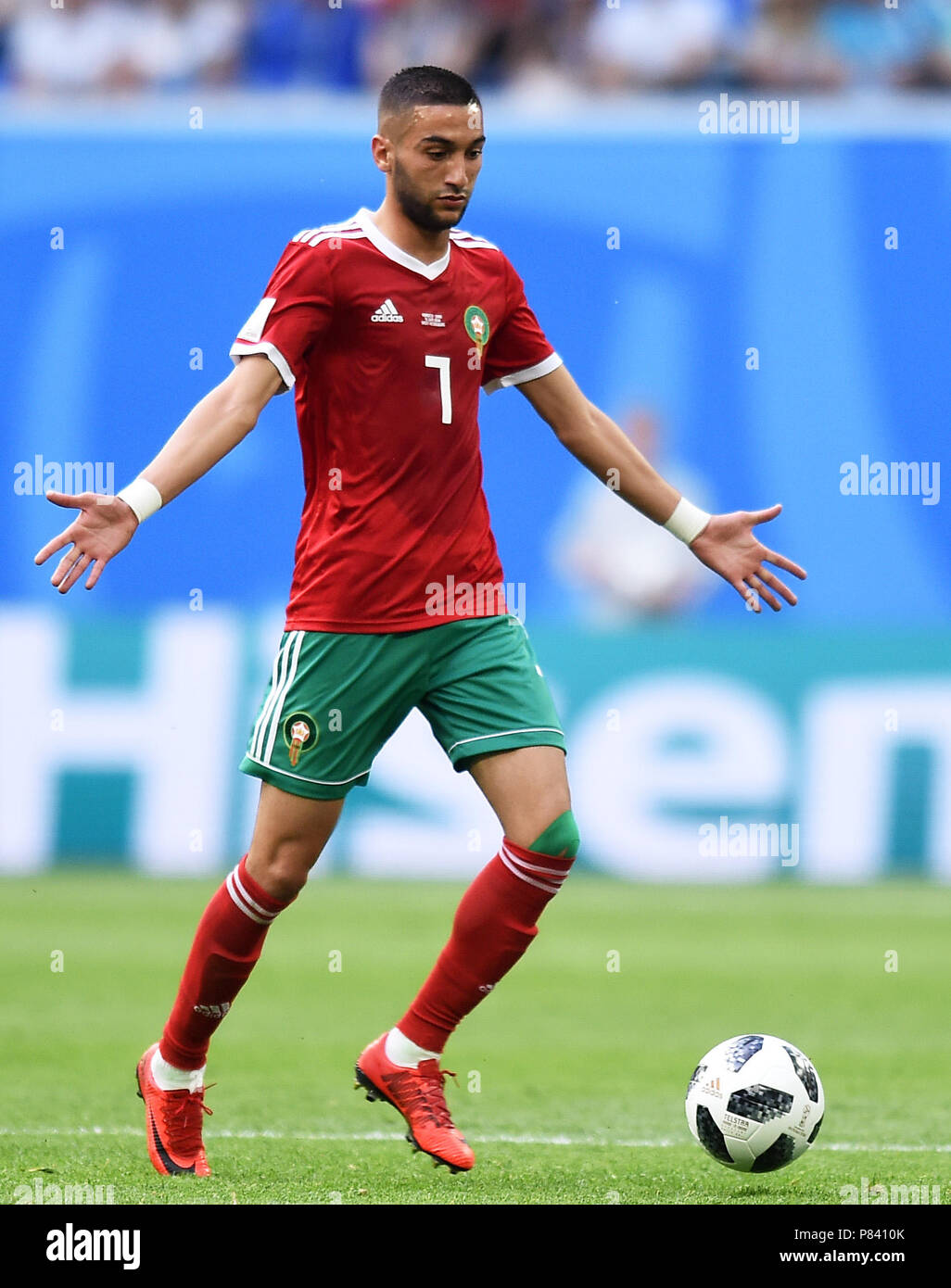 SAINT PETERSBURG, RUSSIA - JUNE 15: Hakim Ziyach of Morocco in action during the 2018 FIFA World Cup Russia group B match between Morocco and Iran at Saint Petersburg Stadium on June 15, 2018 in Saint Petersburg, Russia. (Photo by Lukasz Laskowski/PressFocus/MB Media) Stock Photo