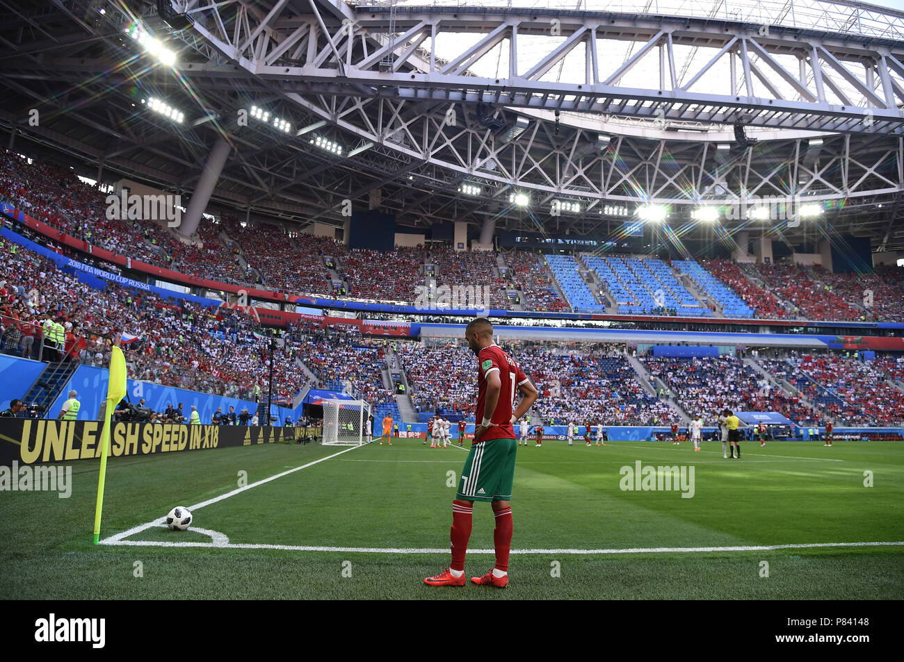 SAINT PETERSBURG, RUSSIA - JUNE 15: Hakim Ziyach of Morocco in action during the 2018 FIFA World Cup Russia group B match between Morocco and Iran at Saint Petersburg Stadium on June 15, 2018 in Saint Petersburg, Russia. (Photo by Lukasz Laskowski/PressFocus/MB Media) Stock Photo