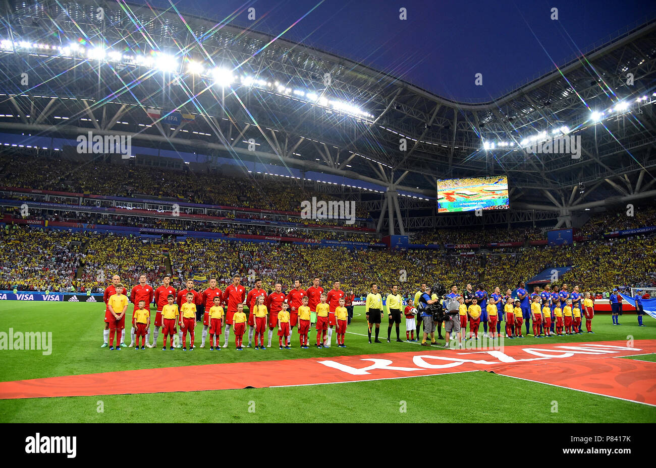 KAZAN, RUSSIA - JUNE 24: Team presentation Poland and Colombia during the 2018 FIFA World Cup Russia group H match between Poland and Colombia at Kazan Arena on June 24, 2018 in Kazan, Russia. (Photo by Lukasz Laskowski/PressFocus/MB Media) Stock Photo