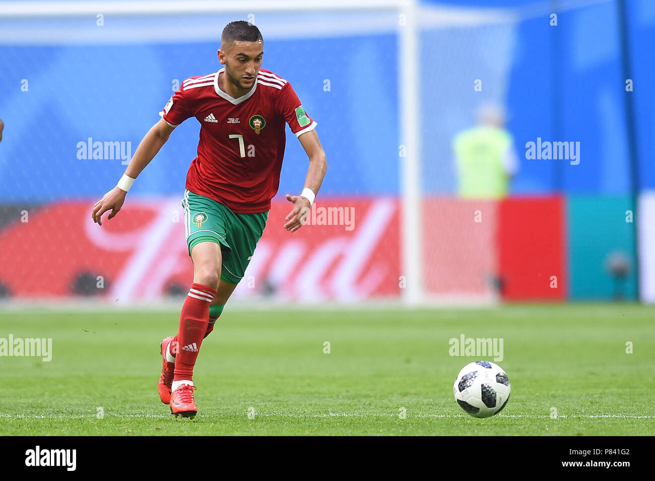 SAINT PETERSBURG, RUSSIA - JUNE 15: Hakim Ziyach of Morocco in action during the 2018 FIFA World Cup Russia group B match between Morocco and Iran at Saint Petersburg Stadium on June 15, 2018 in Saint Petersburg, Russia. (Photo by Lukasz Laskowski/PressFocus/MB Media) Stock Photo
