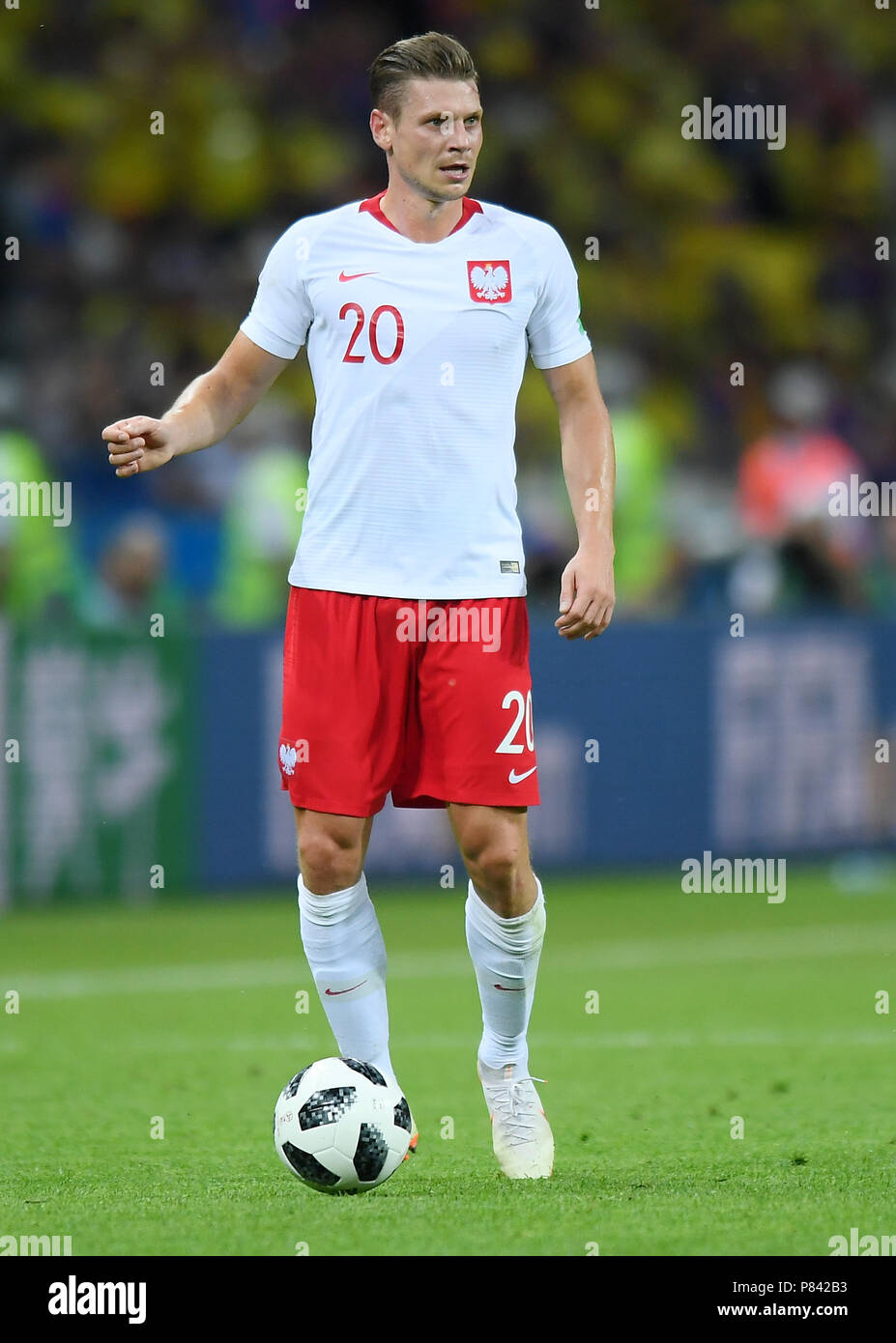 KAZAN, RUSSIA - JUNE 24: Lukasz Piszczek of Poland in action during the 2018 FIFA World Cup Russia group H match between Poland and Colombia at Kazan Arena on June 24, 2018 in Kazan, Russia. (Photo by Lukasz Laskowski/PressFocus/MB Media) Stock Photo