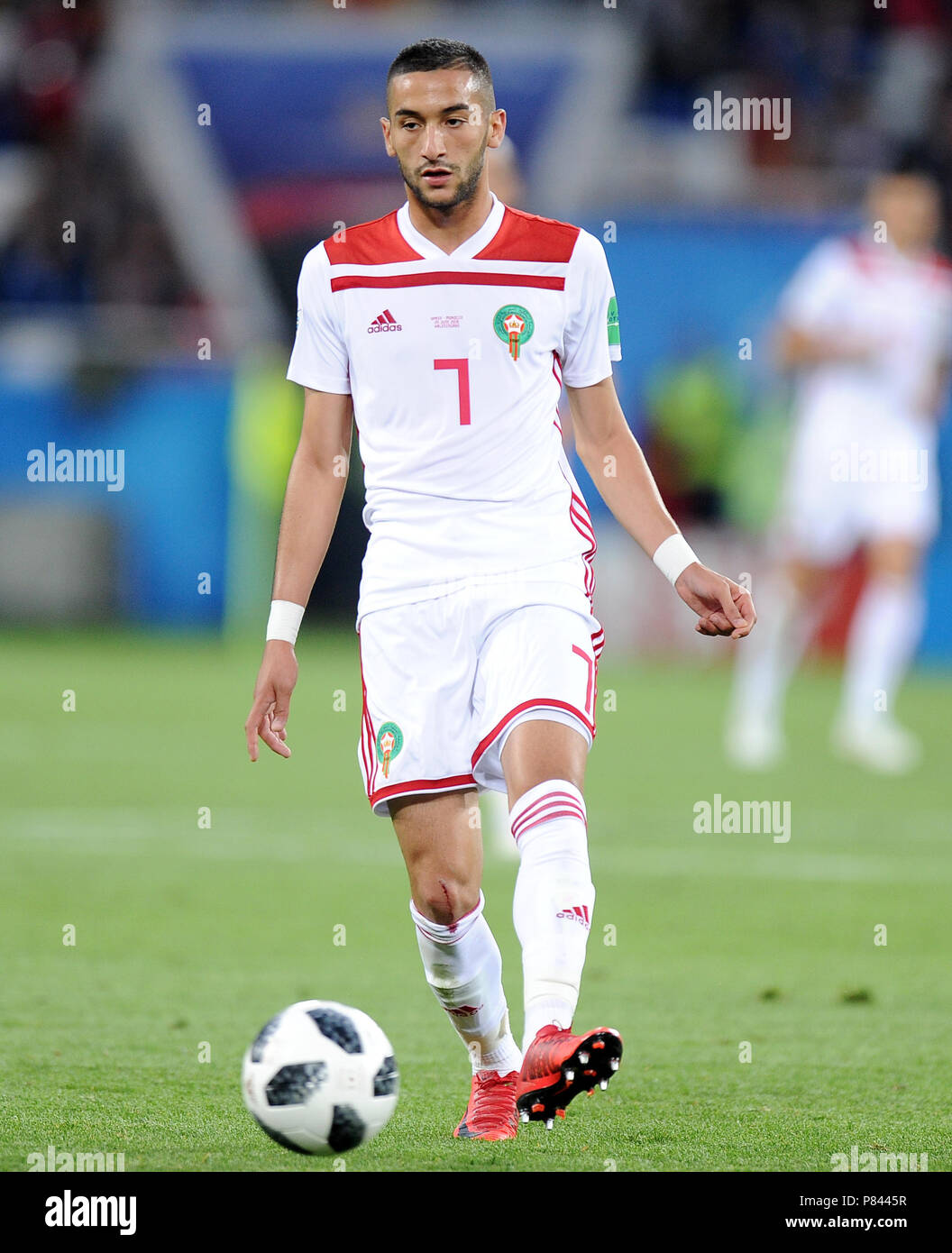 KALININGRAD, RUSSIA - JUNE 25: Hakim Ziyach of Morocco in action during the 2018 FIFA World Cup Russia group B match between Spain and Morocco at Kaliningrad Stadium on June 25, 2018 in Kaliningrad, Russia. (Photo by Norbert Barczyk/PressFocus/MB Media) Stock Photo
