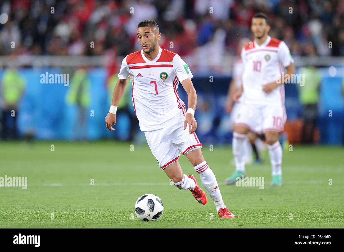 KALININGRAD, RUSSIA - JUNE 25: Hakim Ziyach of Morocco in action during the 2018 FIFA World Cup Russia group B match between Spain and Morocco at Kaliningrad Stadium on June 25, 2018 in Kaliningrad, Russia. (Photo by Norbert Barczyk/PressFocus/MB Media) Stock Photo