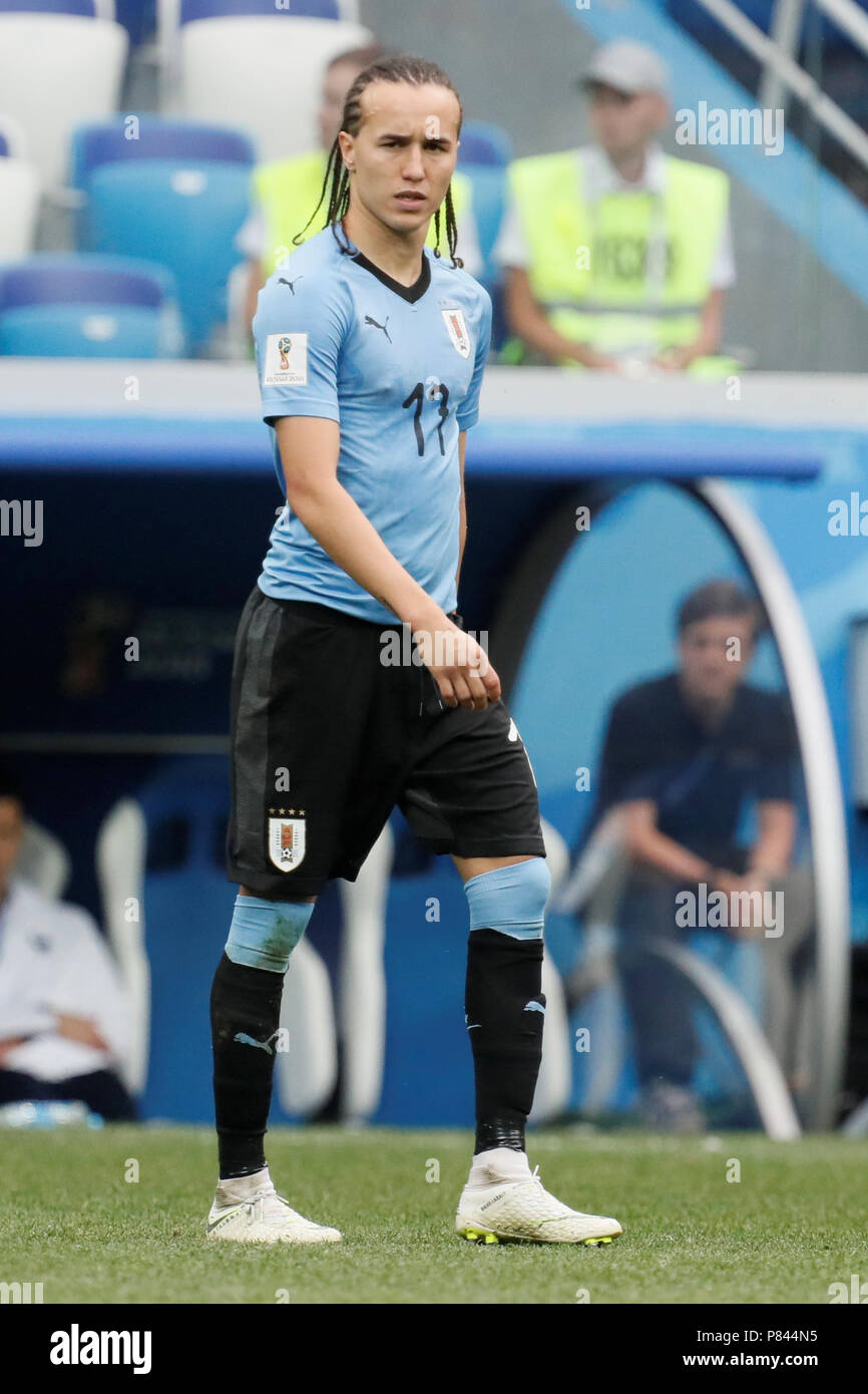 NIZHNY NOVGOROD, RUSSIA - JULY 6: Diego Laxalt of Uruguay national team during the 2018 FIFA World Cup Russia Quarter Final match between Uruguay and France at Nizhny Novgorod Stadium on July 6, 2018 in Nizhny Novgorod, Russia. (MB Media) Stock Photo