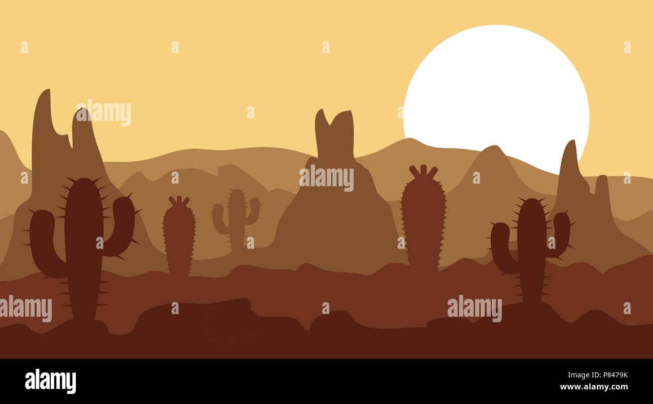 desert landscape, mountains and sunshine Stock Vector Image & Art - Alamy