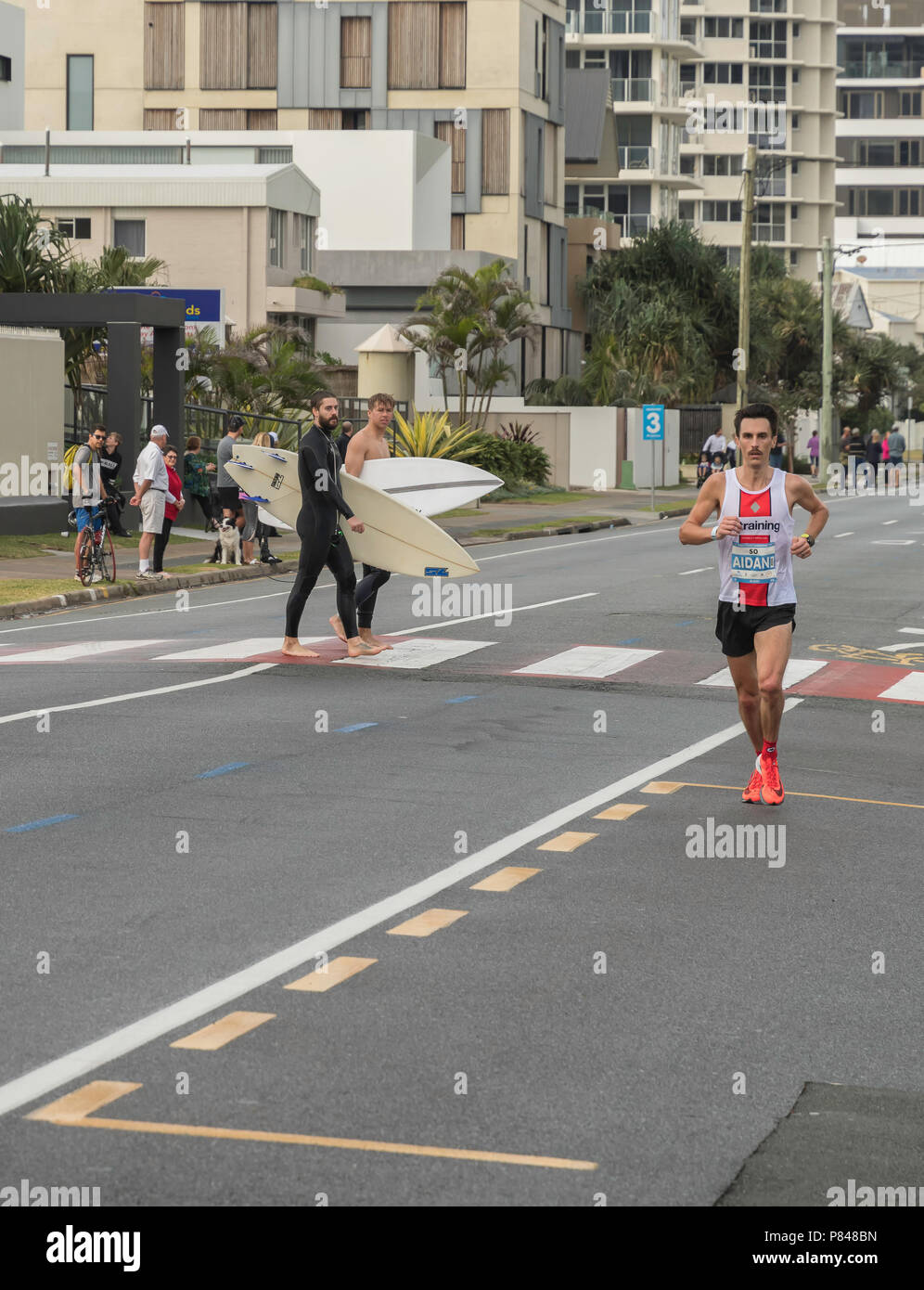 Gold Coast, Queensland, Australia, July 01, 2018, unidentified runners taking part in the 40th Gold Coast Marathon. Stock Photo