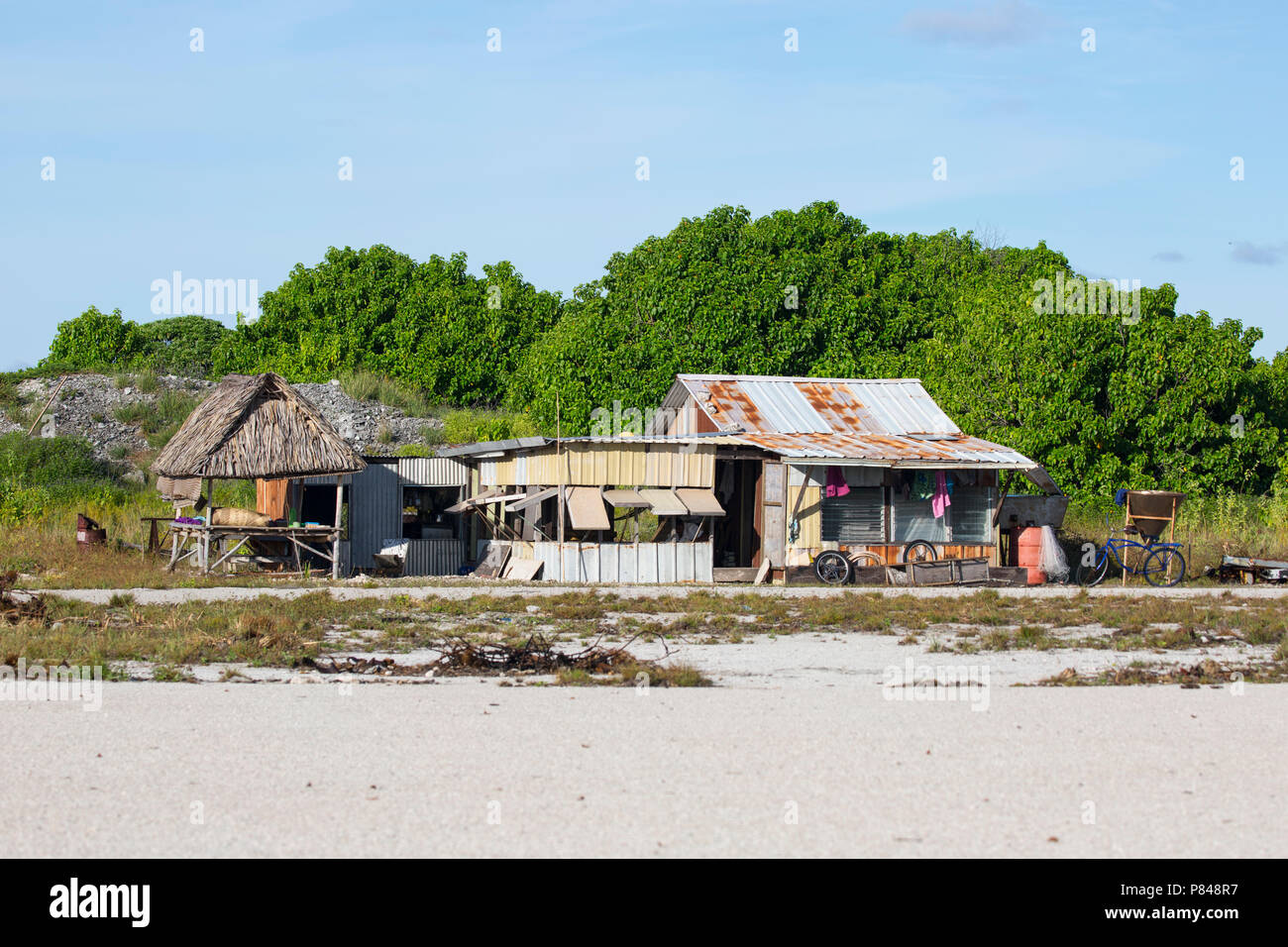 Tebaronga settlement on Kanton Island, Phoenix Islands, Kiribati Stock Photo
