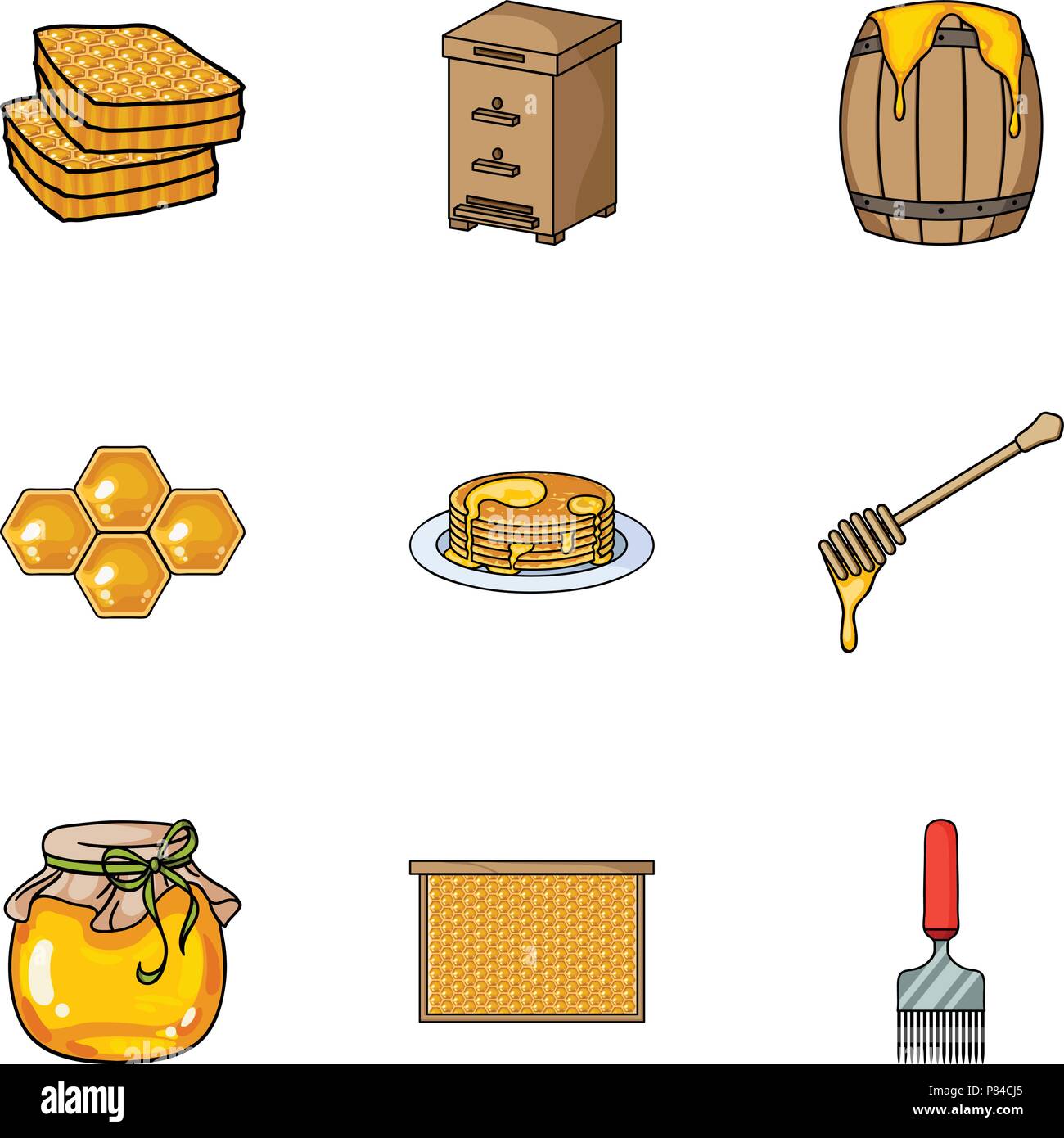 Apiary set icons in cartoon style. Big collection of apiary vector ...