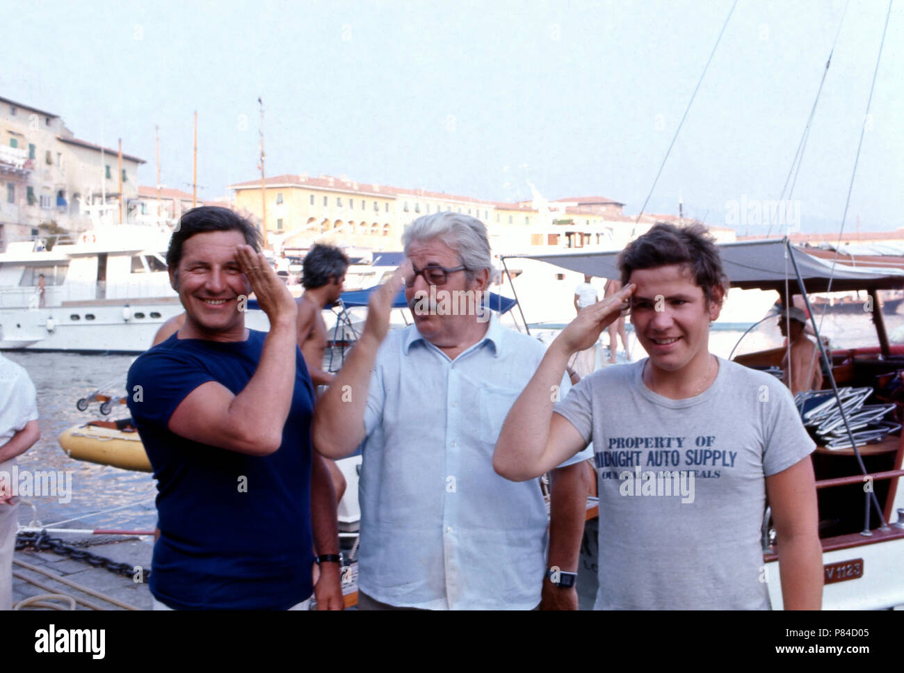 Familie Millowitsch beim gemeinsamen Urlaub auf Elba, Italien 1974. The Millowitsch family enjoying their summer vacation at Elba, Italy 1974. Stock Photo
