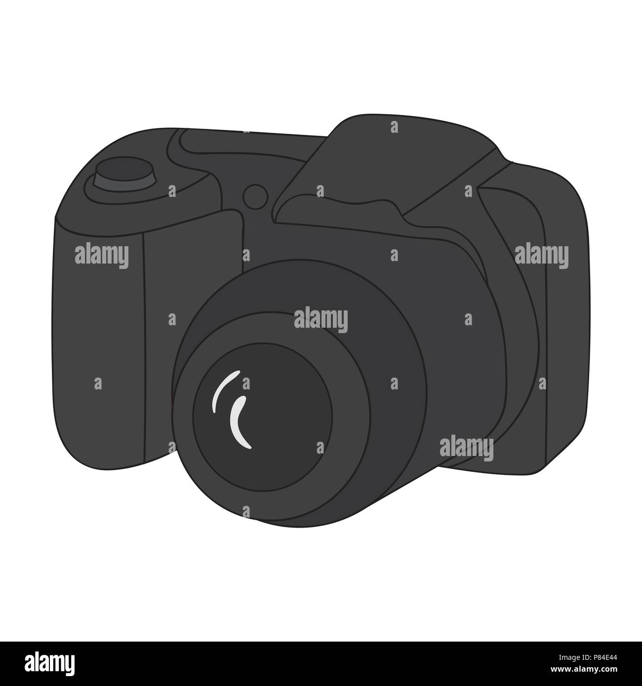 Digital camera icon in monochrome design isolated on white background ...