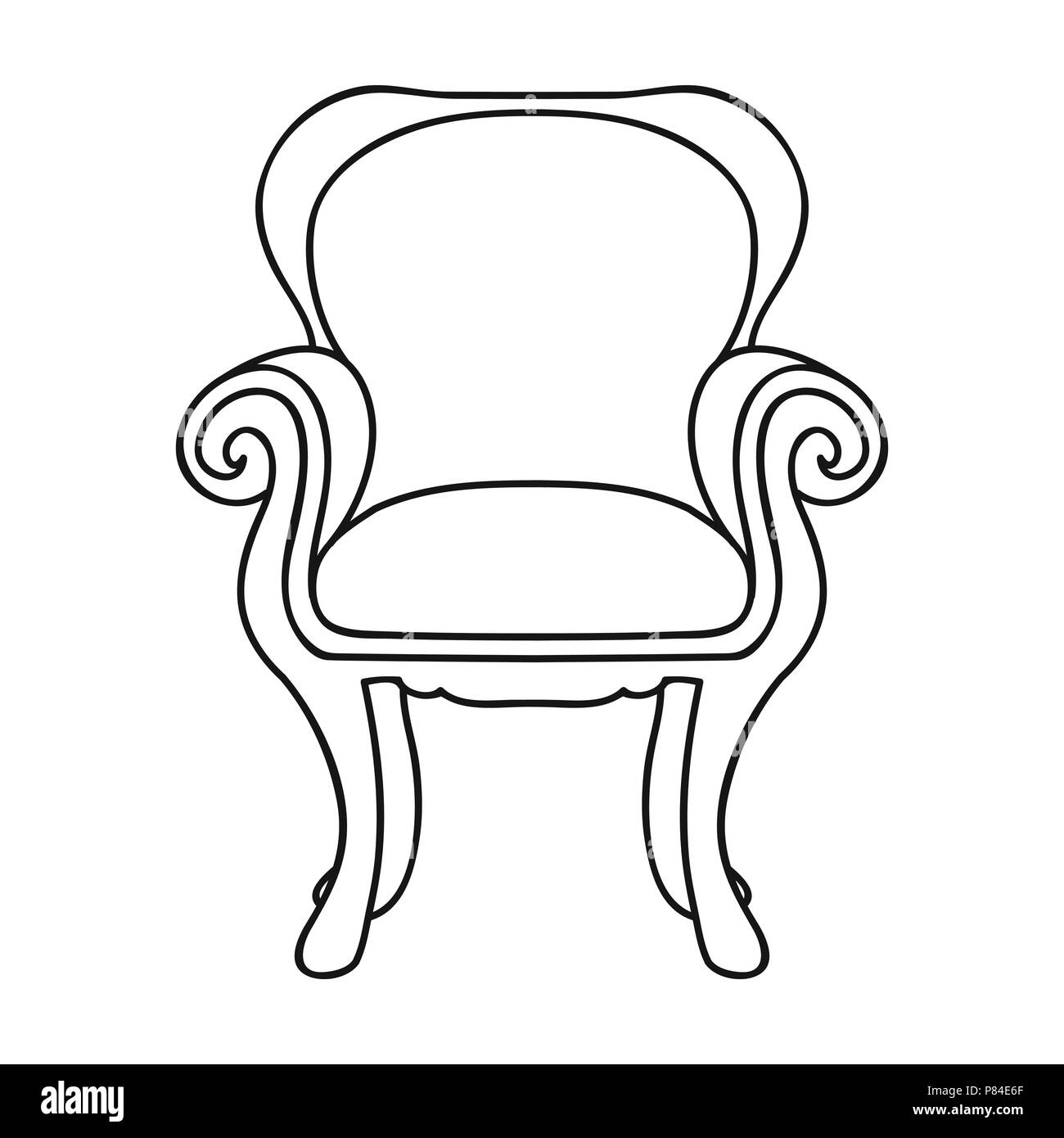 Wing-back chair icon in outline style isolated on white background. Furniture and home interior symbol vector illustration. Stock Vector