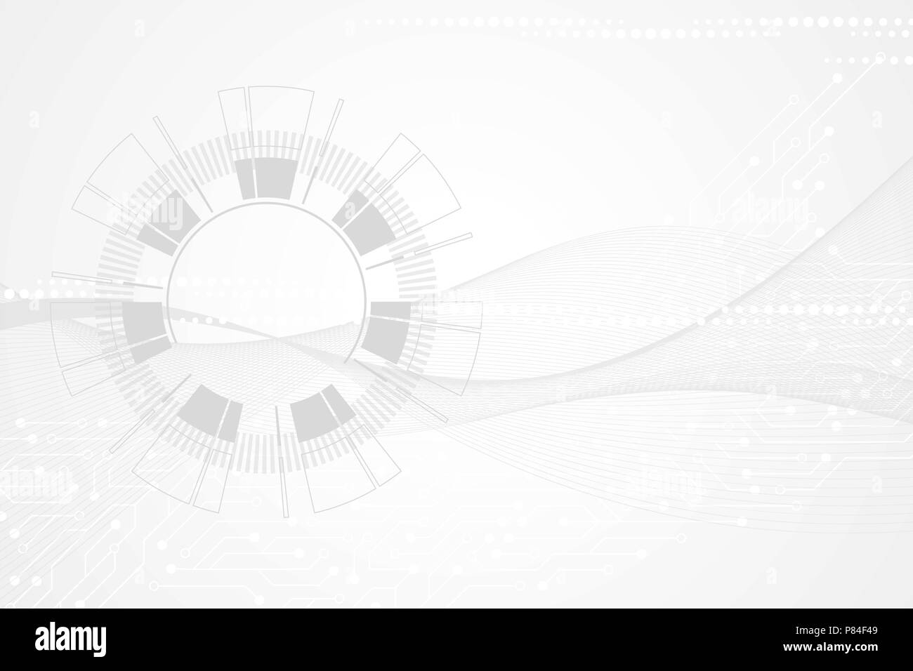 Abstract technology circle. Digital futuristic flowing waves. Vector illustration. Stock Vector