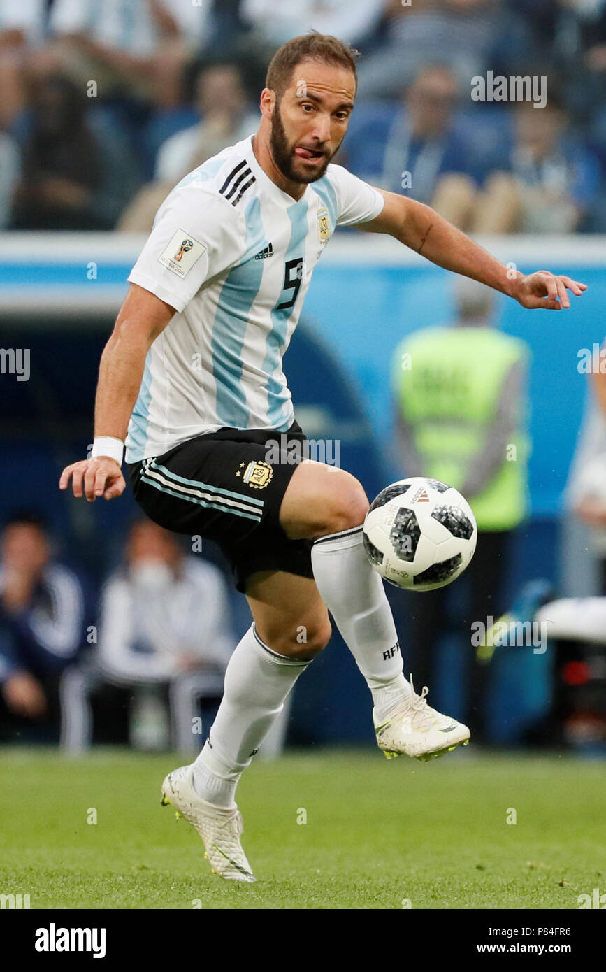 SAINT PETERSBURG, RUSSIA - JUNE 26: Gonzalo Higuain of Argentina national team during the 2018 FIFA World Cup Russia group D match between Nigeria and Argentina at Saint Petersburg Stadium on June 26, 2018 in Saint Petersburg, Russia. (MB Media) Stock Photo