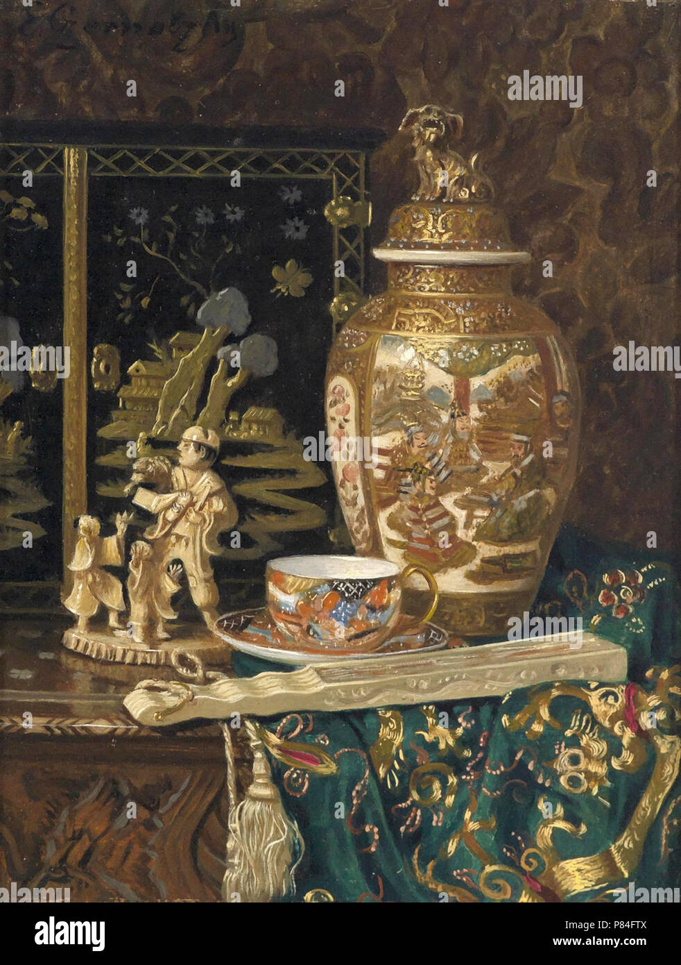 Czernotzky Ernst Still Life with Chinese Decorative Items Stock Photo