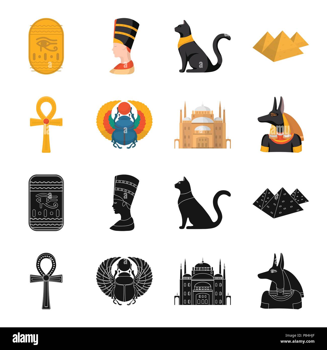 Anubis, Ankh, Cairo citadel, Egyptian beetle.Ancient Egypt set collection  icons in black,cartoon style vector symbol stock illustration Stock Vector  Image & Art - Alamy