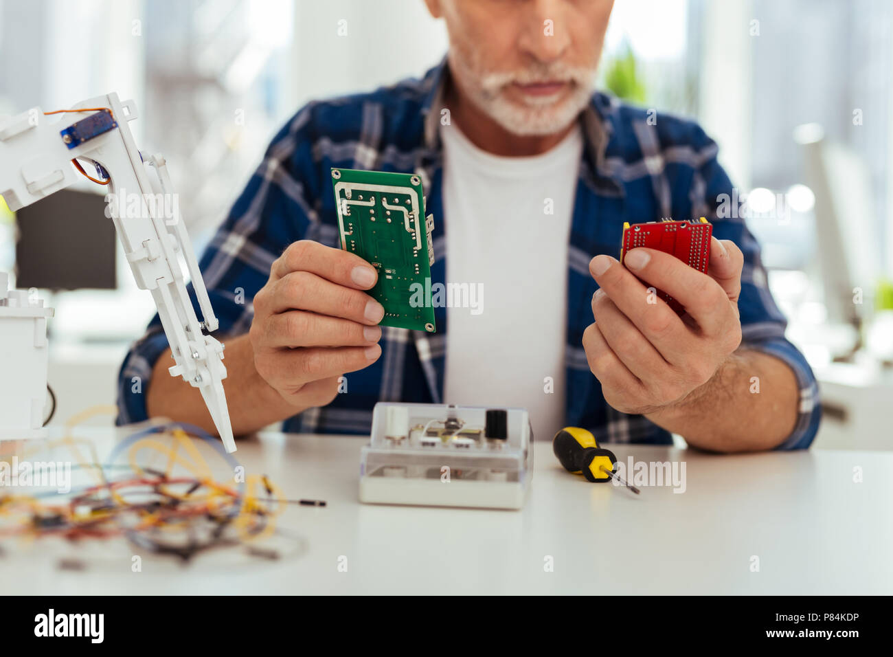 Selective focus of microschemes Stock Photo