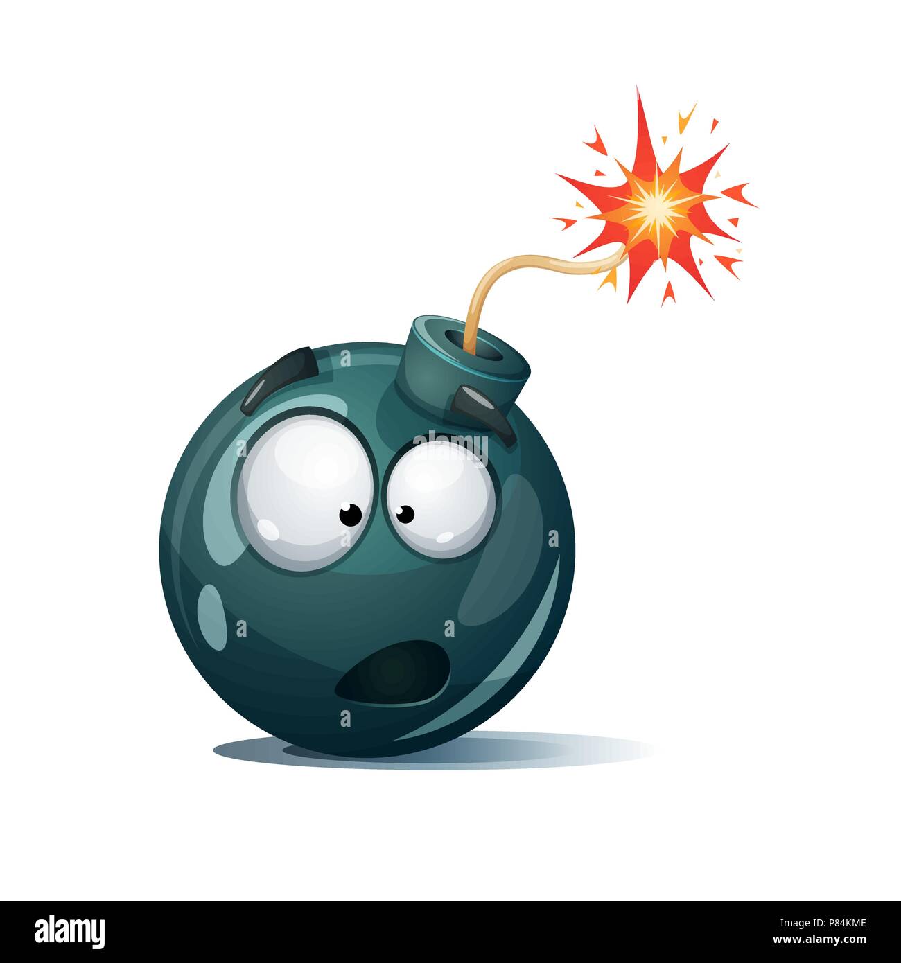 Cute, funny, crazy - cartoon bomb character. Stock Vector