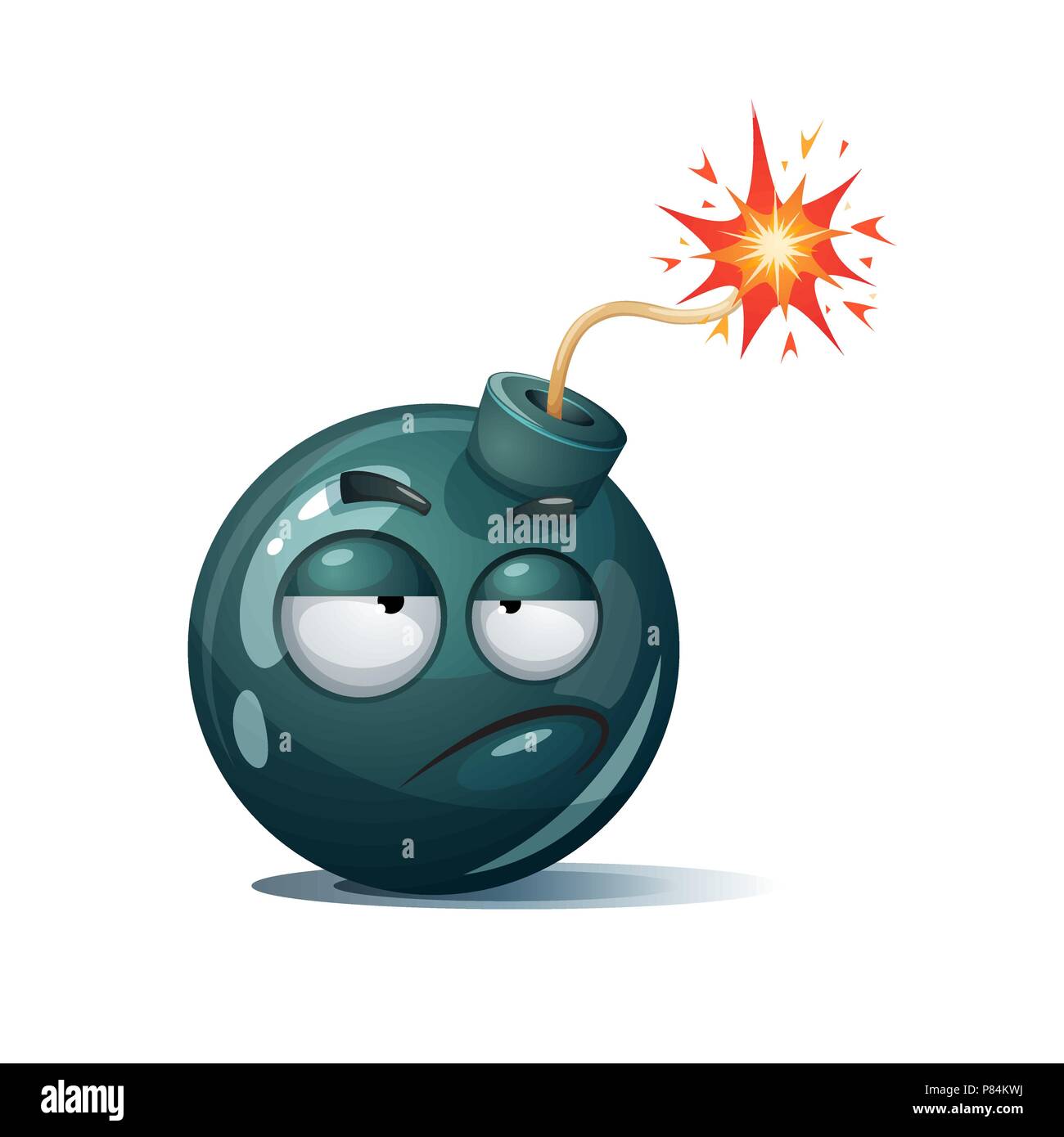 Cute, funny, crazy - cartoon bomb character. Stock Vector